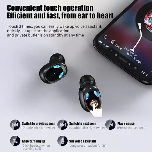 Бездротові Bluetooth навушники TWS Х3 з LED підсвічуванням, індикатором заряду, павербанком і сенсорами - фото 9