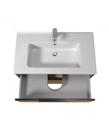 Тумба Мойдодир Line Craft 80 з умивальником Rodeo 80 дуб крафт/Чорний - фото 6