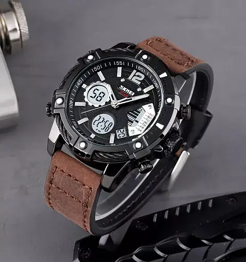 Чоловічий наручний годинник Skmei 1618 (Коричневий) - фото 4