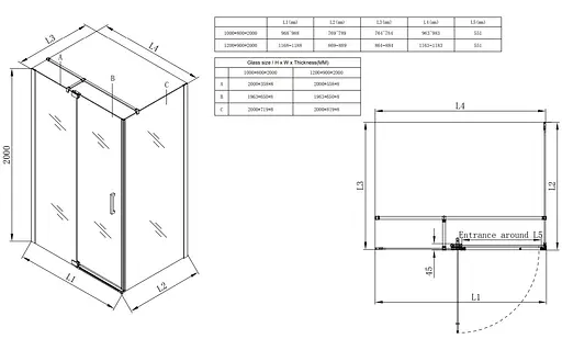 Душевая кабина без поддона Koer SR SC02-100x80x200-TR-01 прозрачное стекло Easy Clean 8 мм, хром KR5355, Универсальная, прозрачный, хром - фото 4