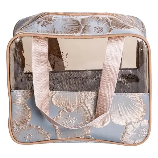 Набір косметичок Yiwu HP-16-1KBL 22х11х18 / 17х10х11 см водонепроникні 2 шт. блакитні/прозорі - фото 2