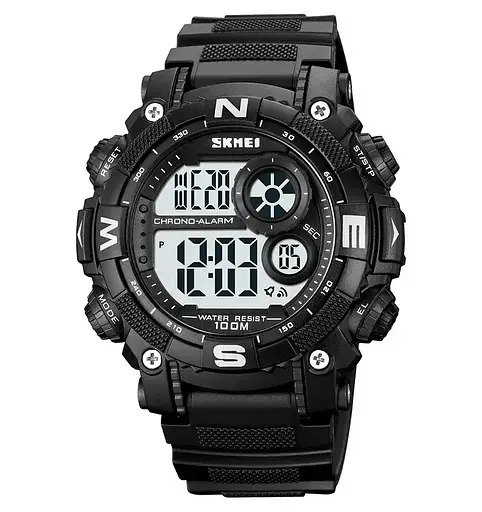 Чоловічий наручний кварцовий годинник Skmei 1887 (Чорний з білим циферблатом)