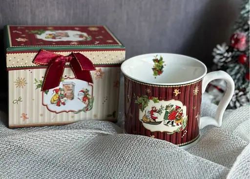 Чашка новорічна Чарівне Різдво R33351 фарфорова у подарунковій коробці 420 мл Червона - фото 5