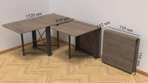 Стіл-книга трансформер Оріон 2 Ferrum-decor 750x1520x730 Чорний метал ДСП Дуб Сонома Трюфель 16 мм (FRD-104587) - фото 7