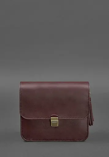 Шкіряна жіноча бохо-сумка Лілу бордова Krast - фото 8