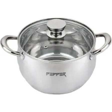 Каструля Sesame 16x9.5 см з нержавіючої сталі, для індукційних плит, зі скляною кришкою 1.9 л - фото 1