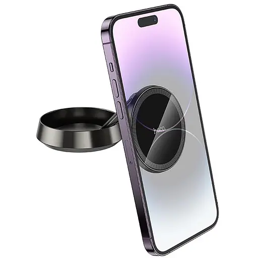 Автотримач Hoco H83 Metal ring magnetic (center console) Metal grey - фото 2