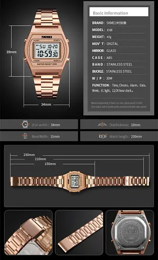 Наручний годинник Skmei 1328 Black glass mirror, 1328BK (18481) - фото 7