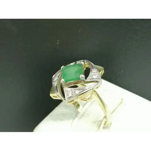 Золотое кольцо Агни Ирида с бриллиантами и изумрудом. Артикул 11359 17 - фото 2