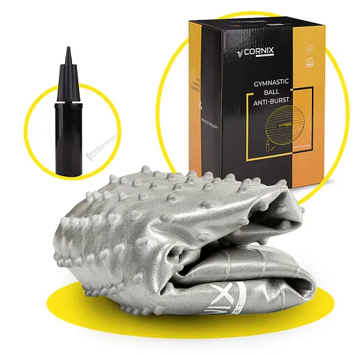 Мяч для фитнеса (фитбол) Cornix 55 см полумассажный Anti-Burst Silver XR-0463 - фото 7