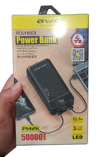 Павербанк портативная батарея AWEI P142K зарядное устройство для телефона 50000 mAh Черный - фото 7