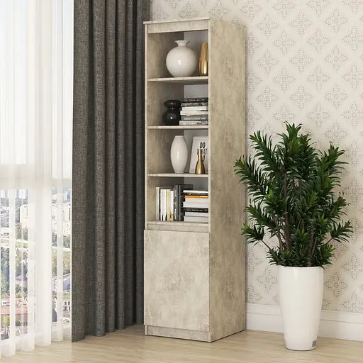 Пенал с открытыми полками MebelStar Нео 1Д 50x50x210 см Бетон (MBS-1152) - фото 1