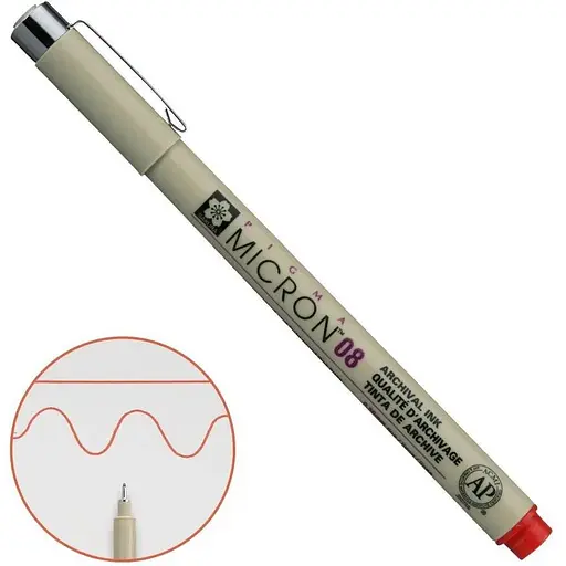 Линер Pigma Micron (0.8) 0.5 мм Красный Sakura - фото 1