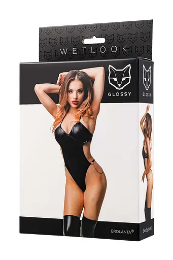 Боді Glossy Reina wetlook M (чорний) - фото 8