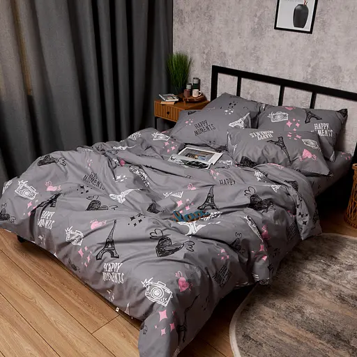 Комплект постельного белья Moon&Star Бязь Gold Люкс Paris Moments King Size 220x240 наволочки 2х40х60 - фото 5