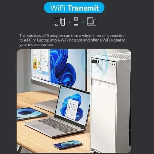 Адаптер WiFi Vention 2.4GHz/5GHz 150/433 Мбит/с, USB - фото 6