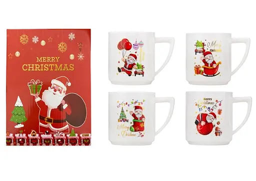 Набір Новорічні кружки і ложечки по 2 шт по в коробці Santa