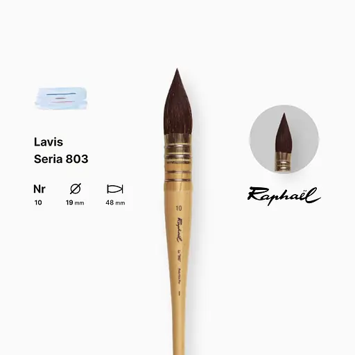 Кисть белка круглая Raphael Lavis, №10, французская вязкая, короткая ручка - фото 2