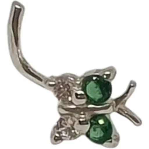 Серебряная серьга-пирсинг в нос Dear. 1041.6С Зеленый