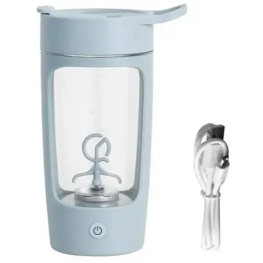 Якісний тритановий шейкер акамуляторний 500 мл для фітнесу. Блакитний