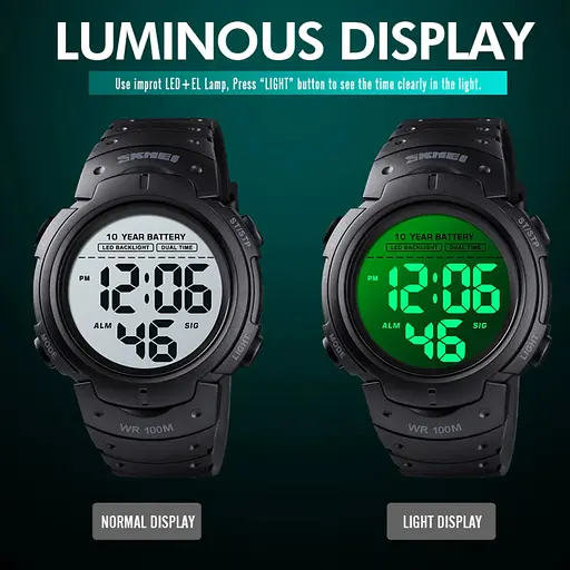 Часы Skmei Neon 10 Bar Black - фото 11