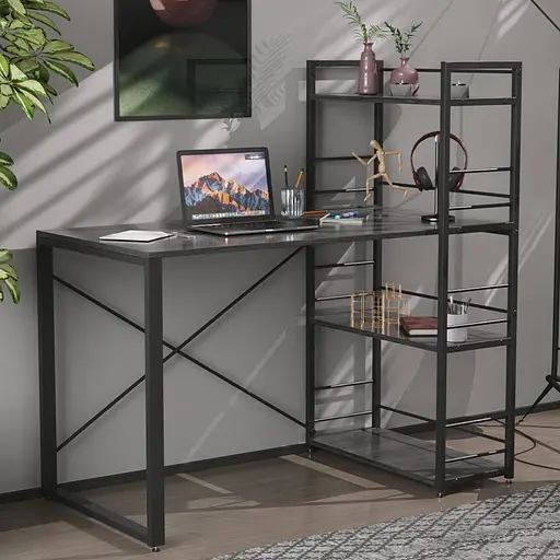 Письменный стол Ferrum-decor Серии Конект с этажеркой 75x120x60 черный ДСП Сосна Кембра 16мм (FRD-104224)