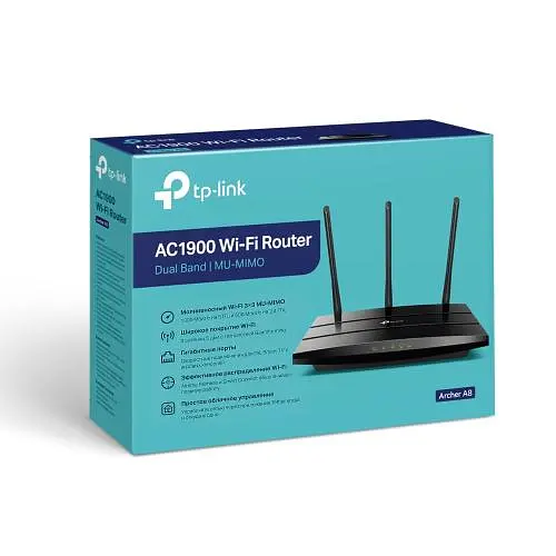 Роутер TP-LINK Archer A8, Wi-Fi 802.11a/b/g/n/ac, до 1900 Mb/s, 2.4/5GHz, 4 LAN 10/100/1000 Mb/s, RJ45 10/100/1000Mb/s (GE), 3 - фото 4