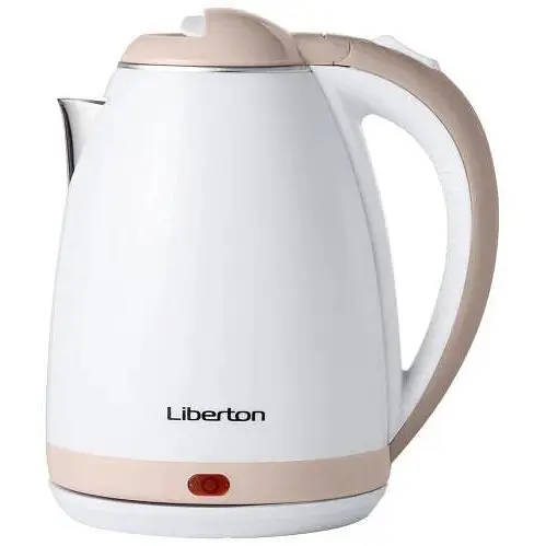 Электрочайник Liberton LEK-6802, белый/бежевый, 1500W, 1.8л, дисковый, нержавеющая сталь/пластик, индикатор уровня воды, защита от - фото 1