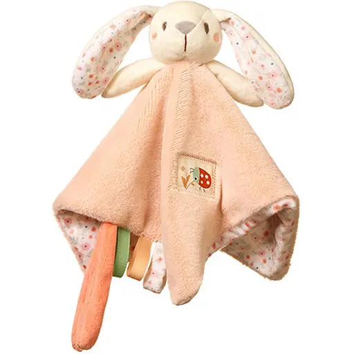 Іграшка-обіймашка BabyOno Веселий кролик з брязкальцем для малюків 25х25 см (2136278047) - фото 1