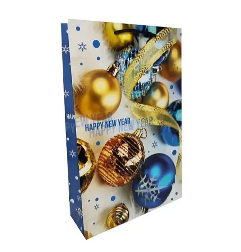 Подарунковий пакет, 150 г/м², Новорічний, 16x16x7 см, 6 шт. в упаковці