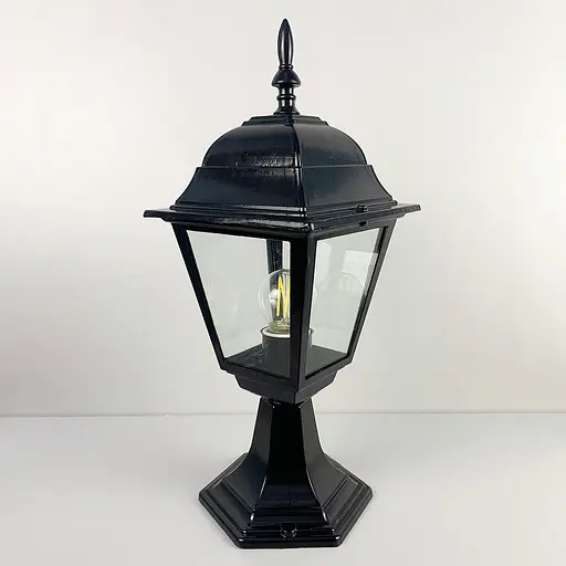 Вуличний ліхтар в чорному корпусі з прозорим склом на ніжці Line.F 9030 BK S/S - фото 1