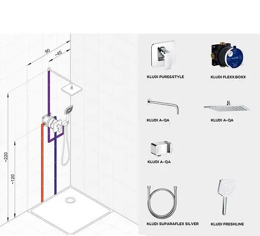 Душова система прихованого монтажу Kludi Pure&Style 406300575 - фото 2