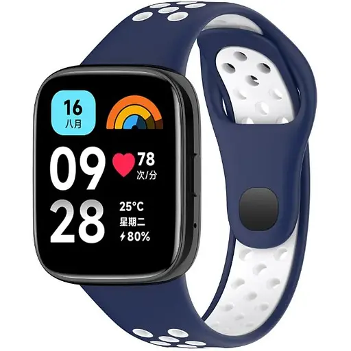 Ремешок DK для Xiaomi Redmi Watch 3 Active / 3 Lite Silicone Sport Band Nike (blue / white) - фото 3