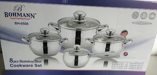 Універсальний набір каструль з кришками Bohmann BH-0508 4 каструлі з нержавіючої сталі - фото 3