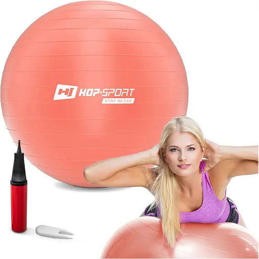 Фитбол Hop-Sport 55см розовый + насос 2020 - фото 3