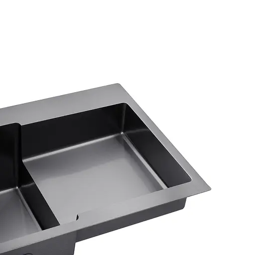 Кухонна мийка Kroner KRP Schwarze - 7848LHM PVD (3.0/1.0 мм) CV030023, Чорний - фото 5