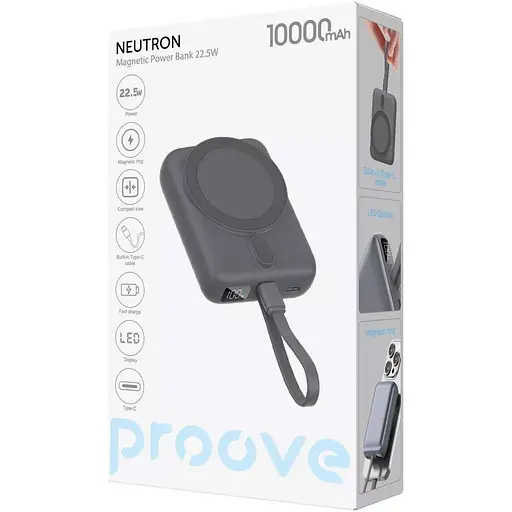 Зовнішній акумулятор Proove Neutron 10000mAh 22.5W Gray (PBNE22022203) [152191] - фото 4