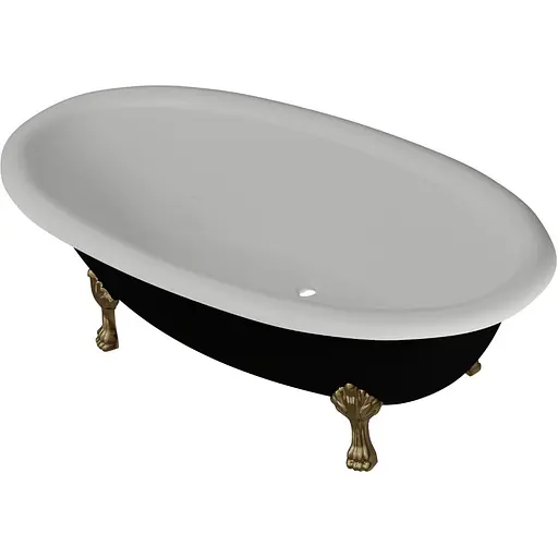 Ванна окремостояча матова Amdcon Olmpa 180x90 чорна з литого каменю золоті ніжки OLMPA_180_nzhk-g_BLACK_MAT Чорний матовий - фото 1