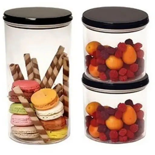 Набір акрилових контейнерів Motek Harmony 3 шт круглих з кришкою (0,8 л + 0,8 л + 1,6 л) (HM-SET) - фото 1