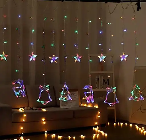 Гірлянда світлодіодна штора Різдво 138 le, ширина 2.5 м багатобарвна - фото 4