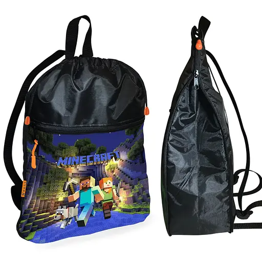 Рюкзак-мешок для обуви,спортивной формы Майнкрафт "Minecraft" детская сумка для сменки с расширителем (01267)