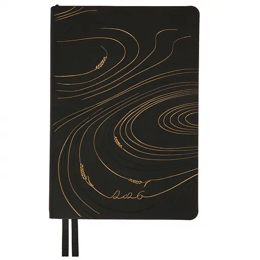 Щоденник-діловий записник А5 Leo Planner Enigma 2026 м'який чорний 368 сторінок (252700)