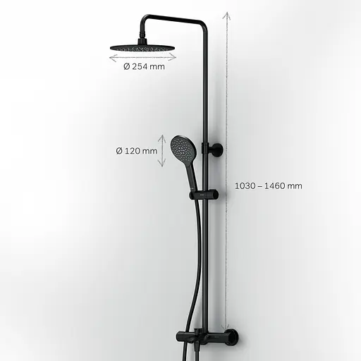 Душова система з термостатом Am.Pm Like black F0780522, Чорний матовий - фото 11