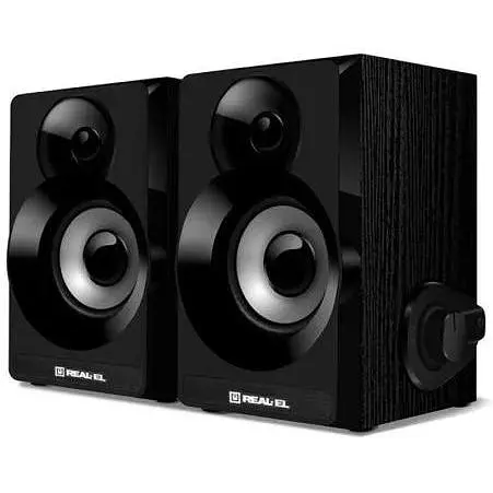 Колонки 2.0 Real-El S-200 Black, 2 x 3 Вт, дерево (MDF), живлення від USB, керування з боку - фото 1