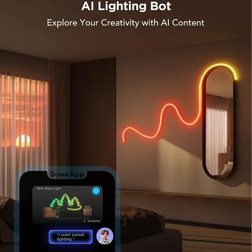 Стричка свитлодиодна розумна Govee H61D3 Neon Rope Light 2, 5м, RGBIC, WI-FI/Bluetooth, билий - фото 4