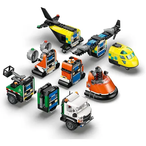 Конструктор LEGO City Ремикс самолета, грузовика и судна на воздушной подушке 990 деталей (60505) - фото 2