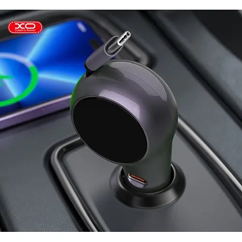 Автомобильное зарядное устройство XO CC65 2-in-1 with Retractable Car Charger Фиолетовый - фото 3