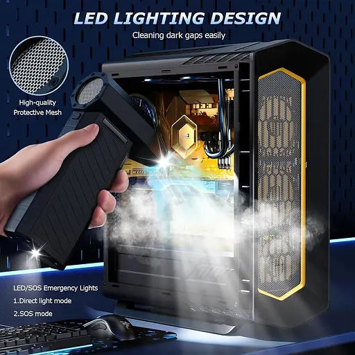 Электрический пылеуловитель CCmall, 3 скорости, 180000 об/мин, спрей сжатого воздуха с зарядкой от USB - фото 3