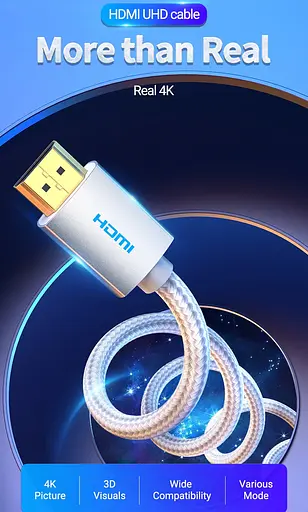 Кабель Vention HDMI M - M,15.0 м V2.0 4K обплетення Silver Metal Type - фото 6