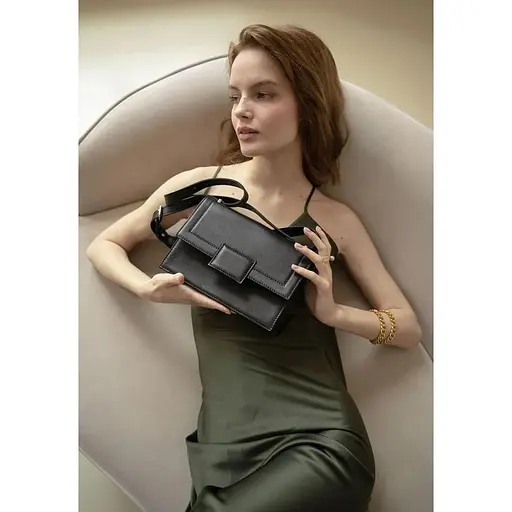 Жіноча шкіряна сумка Kelly чорна - фото 1